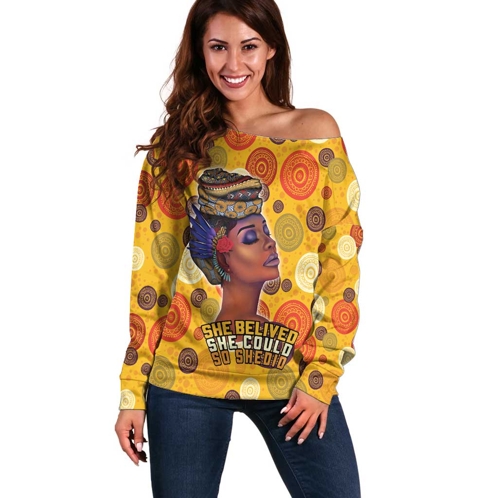 African She Believed Off Shoulder Sweater She Could So She Did