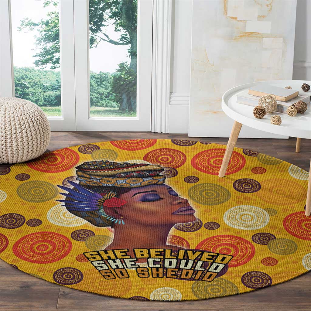 African She Believed Round Carpet She Could So She Did