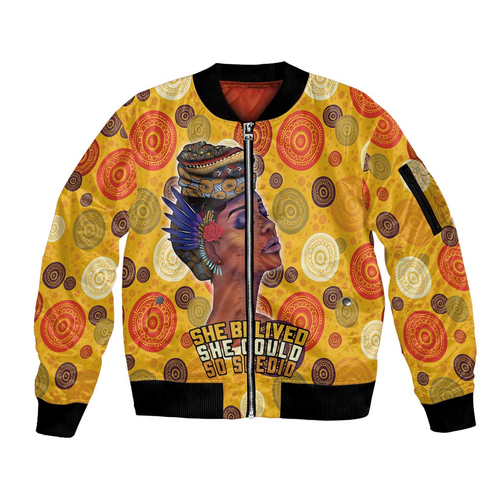 African She Believed Sleeve Zip Bomber Jacket She Could So She Did