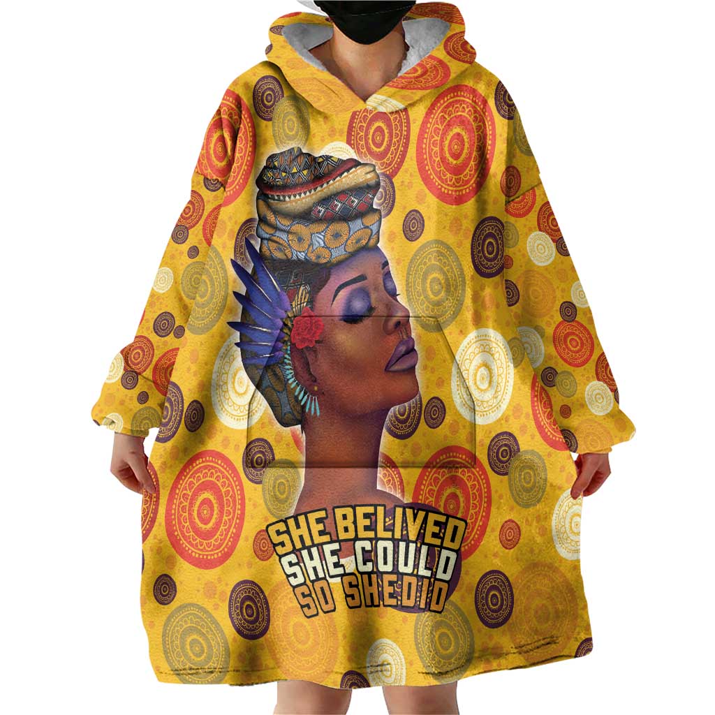 African She Believed Wearable Blanket Hoodie She Could So She Did - Wonder Print Shop