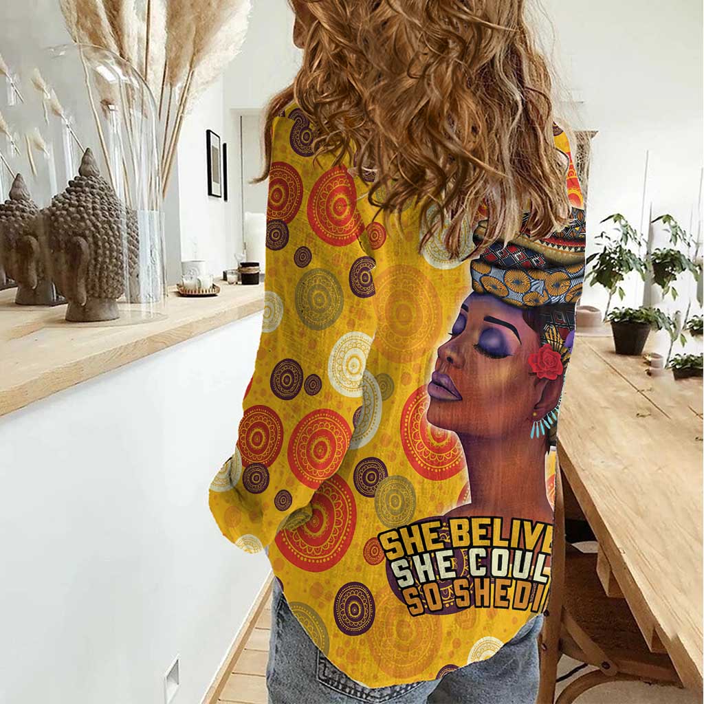 African She Believed Women Casual Shirt She Could So She Did - Wonder Print Shop