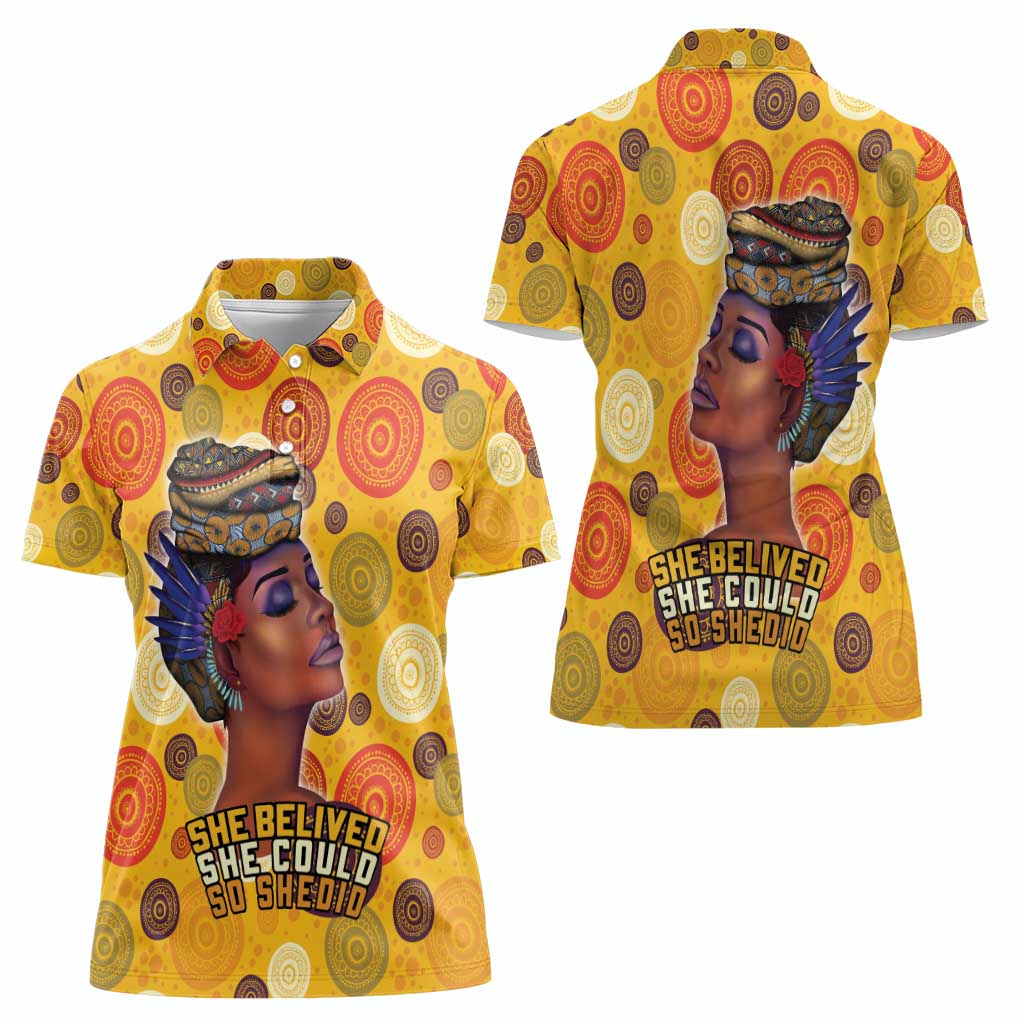 African She Believed Women Polo Shirt She Could So She Did - Wonder Print Shop