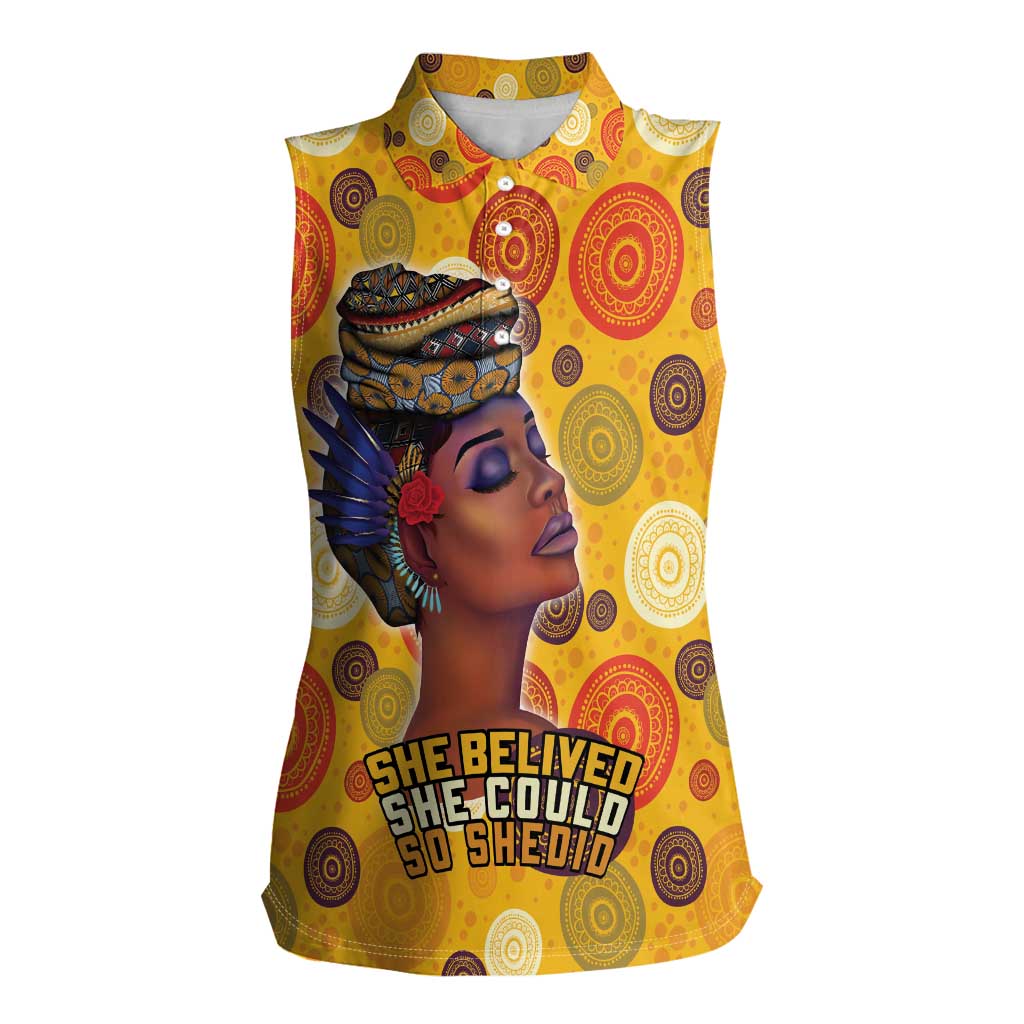 African She Believed Women Sleeveless Polo Shirt She Could So She Did - Wonder Print Shop