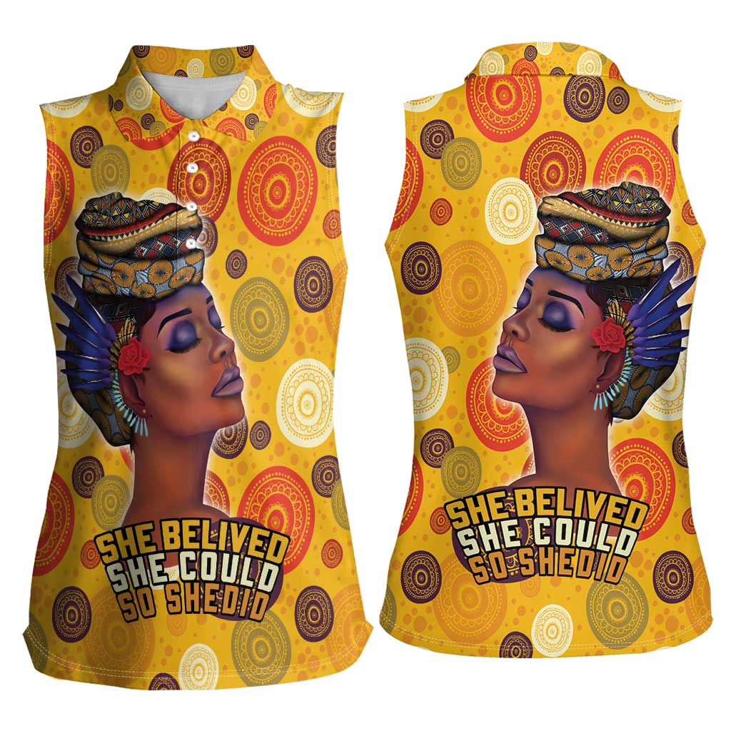 African She Believed Women Sleeveless Polo Shirt She Could So She Did - Wonder Print Shop