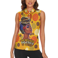 African She Believed Women Sleeveless Polo Shirt She Could So She Did - Wonder Print Shop