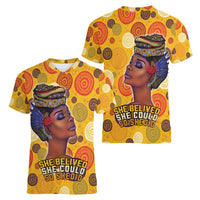 African She Believed Women V-Neck T-Shirt She Could So She Did - Wonder Print Shop