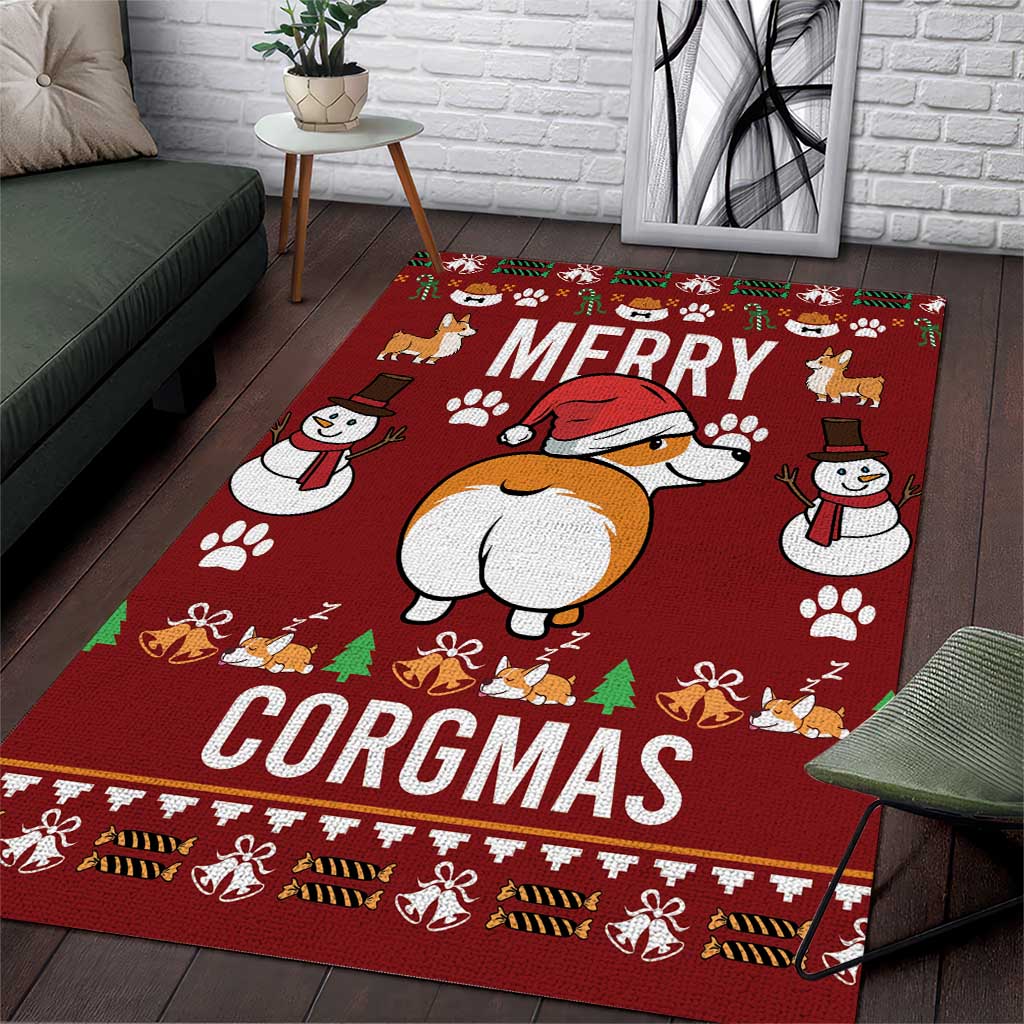 Funny Corgi Dog Area Rug Merry CORGMAS Christmas - Wonder Print Shop