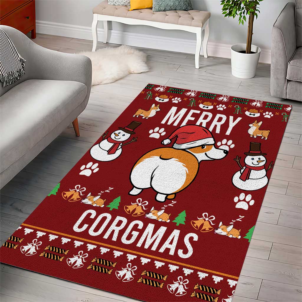 Funny Corgi Dog Area Rug Merry CORGMAS Christmas - Wonder Print Shop