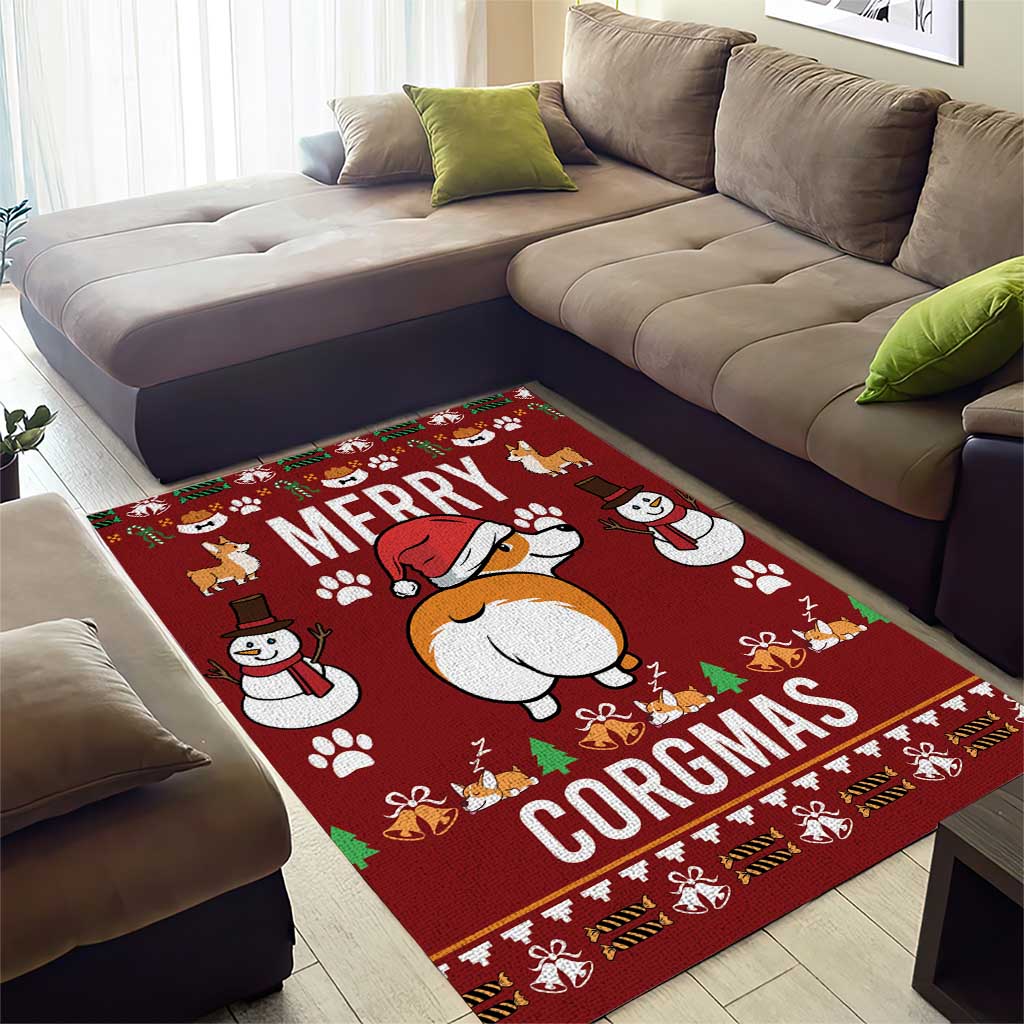 Funny Corgi Dog Area Rug Merry CORGMAS Christmas - Wonder Print Shop