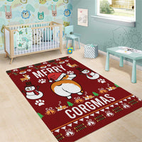 Funny Corgi Dog Area Rug Merry CORGMAS Christmas - Wonder Print Shop