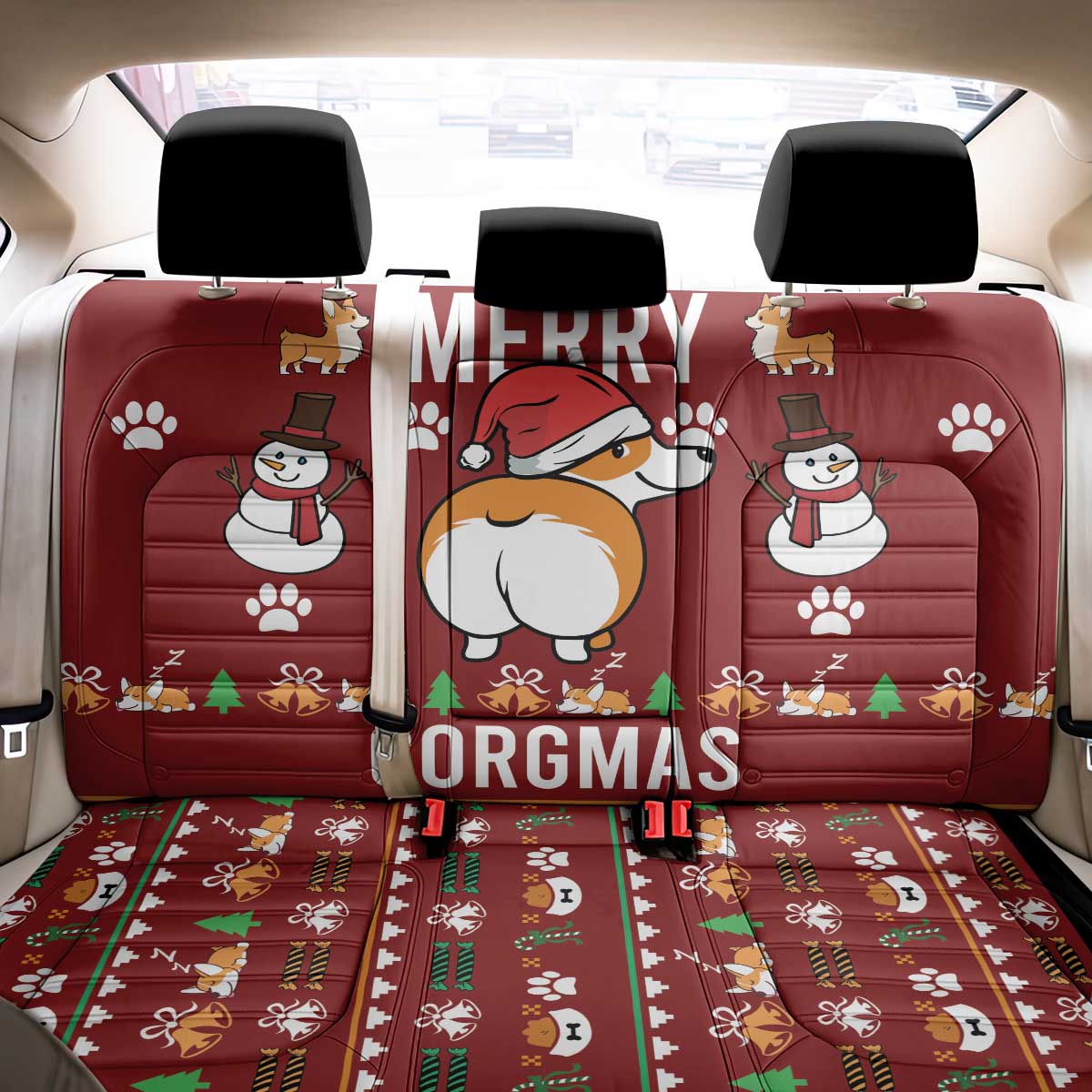 Funny Corgi Dog Back Car Seat Cover Merry CORGMAS Christmas - Wonder Print Shop