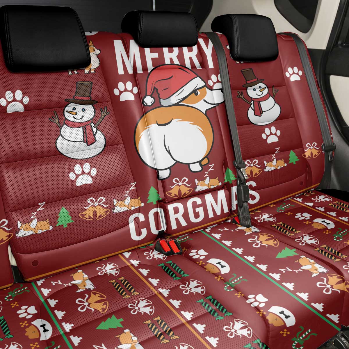 Funny Corgi Dog Back Car Seat Cover Merry CORGMAS Christmas - Wonder Print Shop