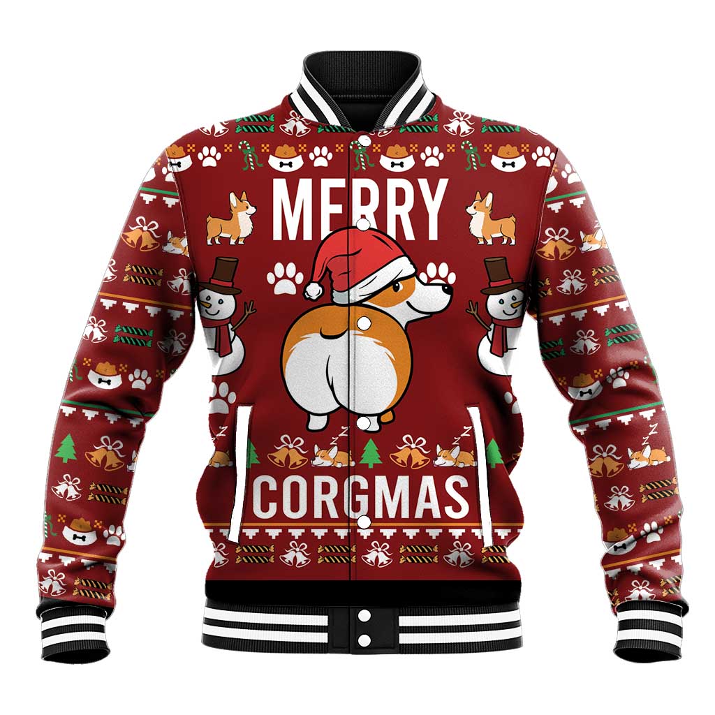 Funny Corgi Dog Baseball Jacket Merry CORGMAS Christmas - Wonder Print Shop