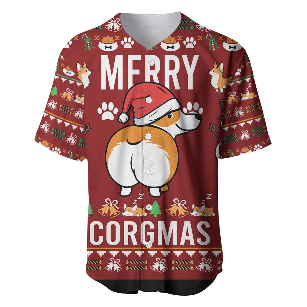 Funny Corgi Dog Baseball Jersey Merry CORGMAS Christmas - Wonder Print Shop
