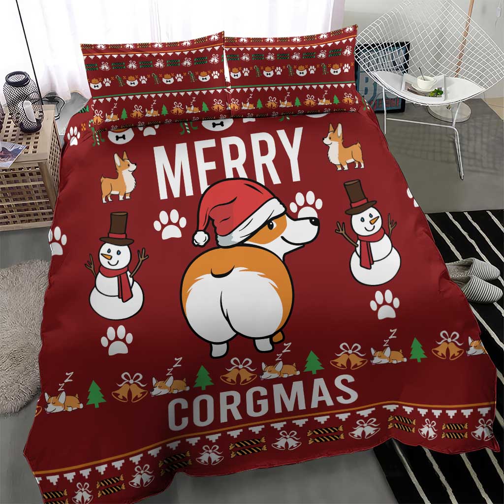 Funny Corgi Dog Bedding Set Merry CORGMAS Christmas - Wonder Print Shop