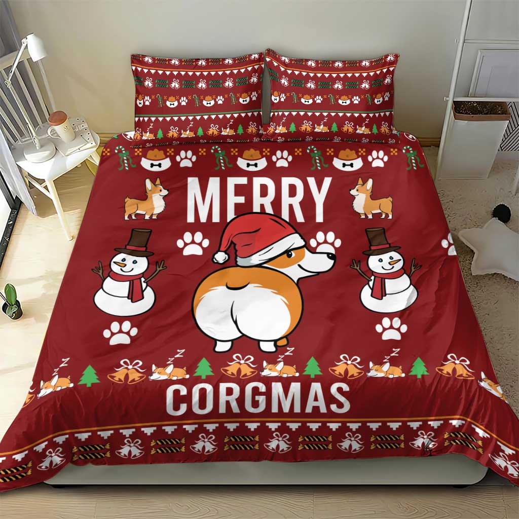 Funny Corgi Dog Bedding Set Merry CORGMAS Christmas - Wonder Print Shop