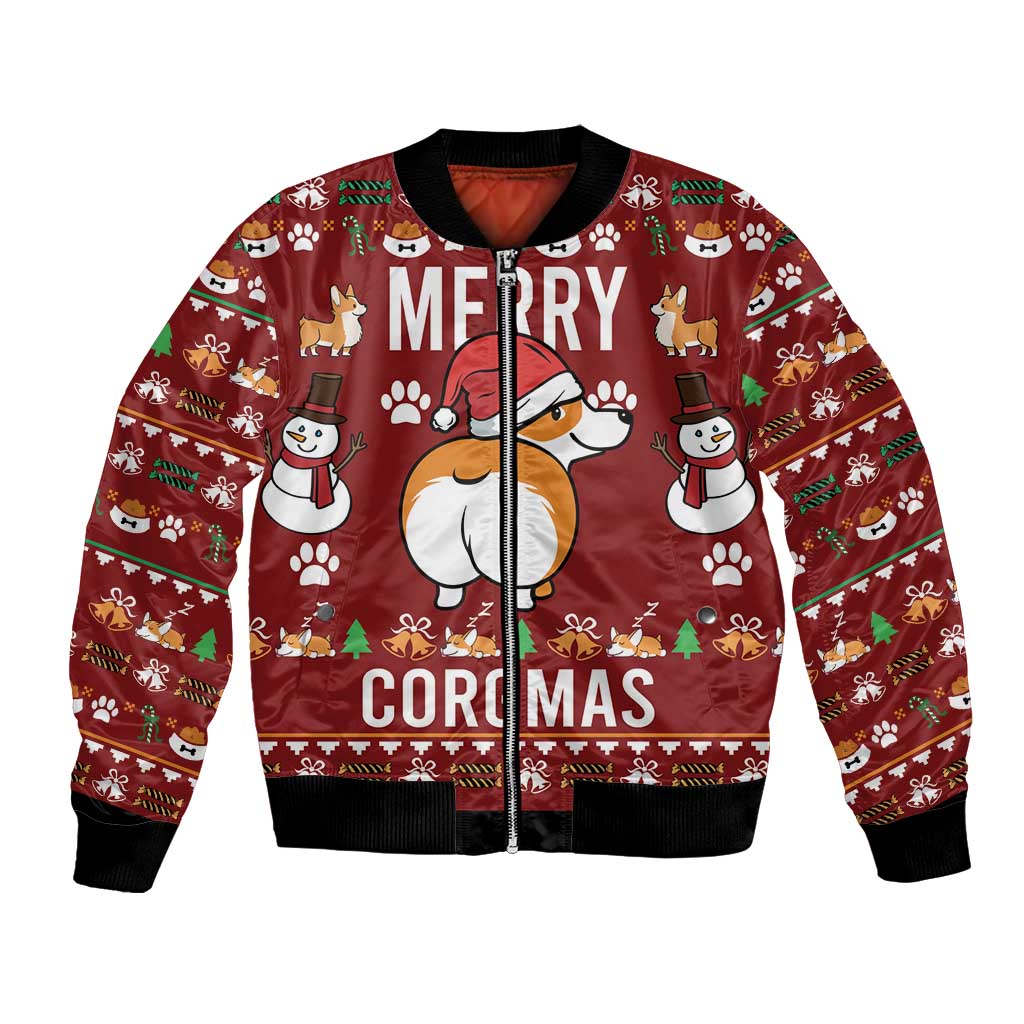 Funny Corgi Dog Bomber Jacket Merry CORGMAS Christmas - Wonder Print Shop