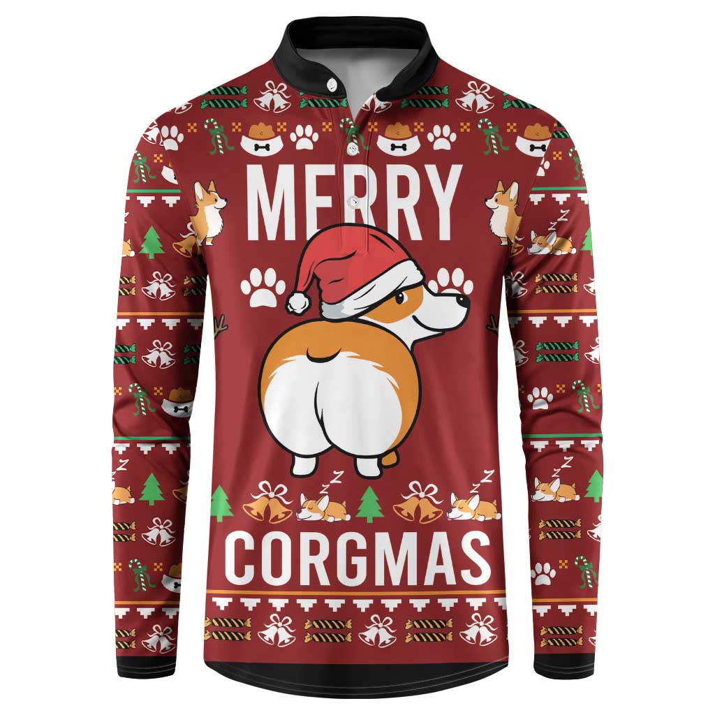 Funny Corgi Dog Button Sweatshirt Merry CORGMAS Christmas - Wonder Print Shop