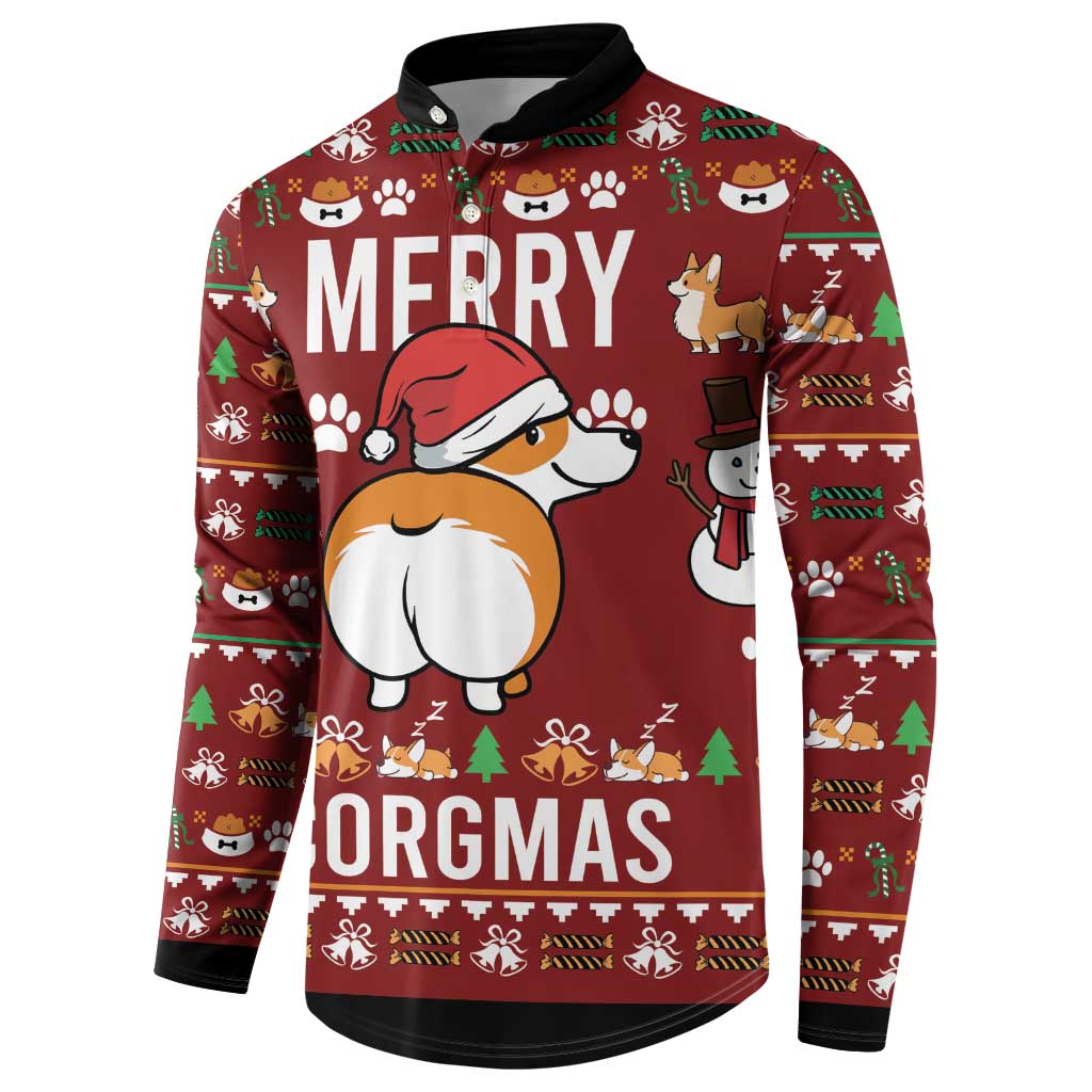 Funny Corgi Dog Button Sweatshirt Merry CORGMAS Christmas - Wonder Print Shop