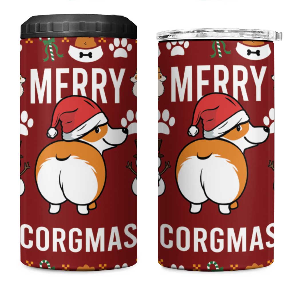 Funny Corgi Dog 4 in 1 Can Cooler Tumbler Merry CORGMAS Christmas - Wonder Print Shop