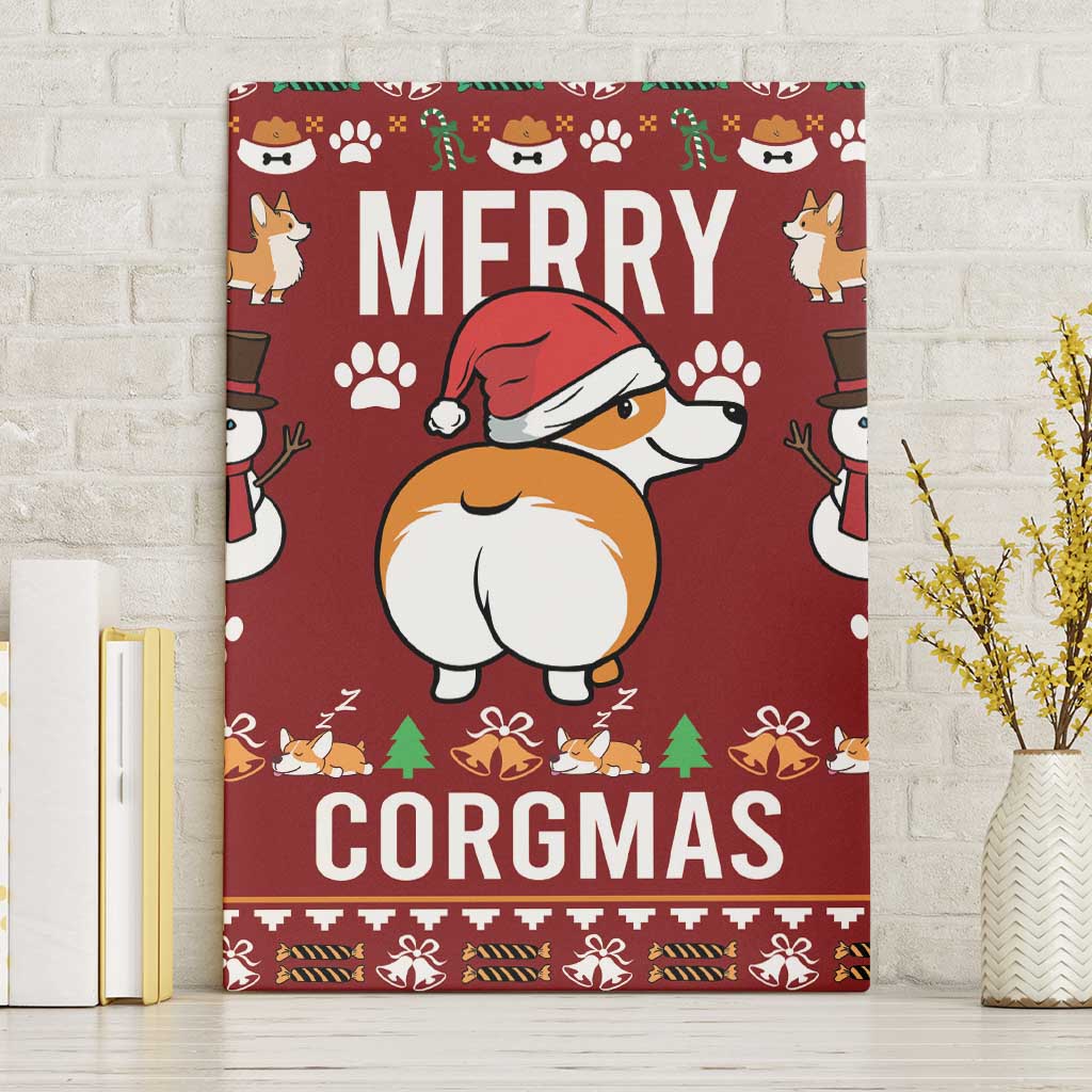 Funny Corgi Dog Canvas Wall Art Merry CORGMAS Christmas - Wonder Print Shop