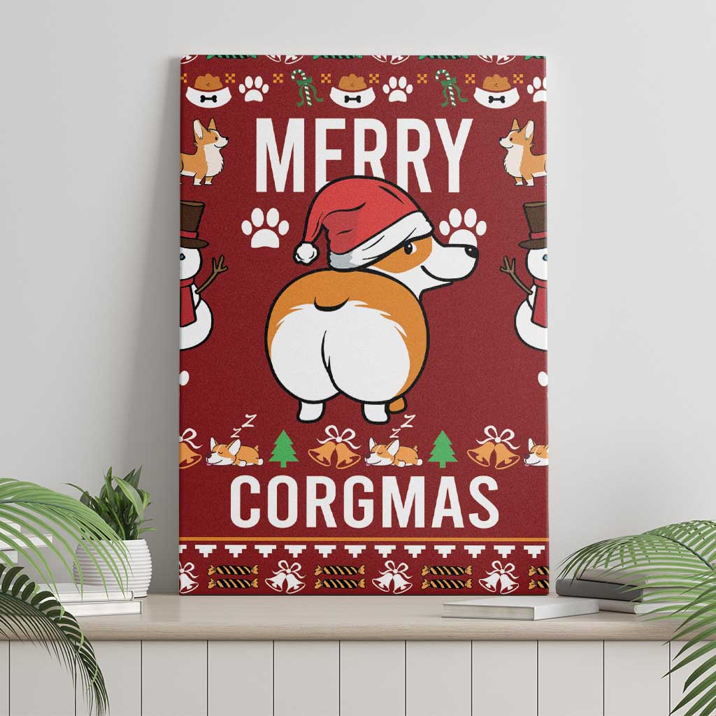 Funny Corgi Dog Canvas Wall Art Merry CORGMAS Christmas - Wonder Print Shop