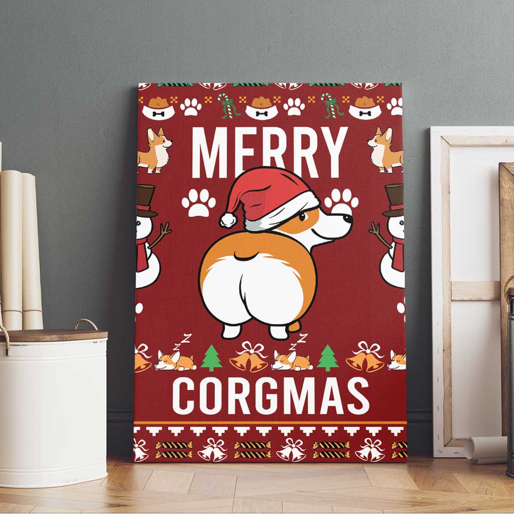 Funny Corgi Dog Canvas Wall Art Merry CORGMAS Christmas - Wonder Print Shop