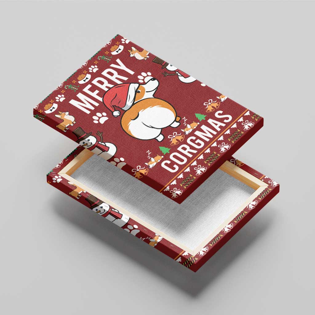 Funny Corgi Dog Canvas Wall Art Merry CORGMAS Christmas - Wonder Print Shop