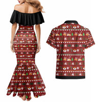 Funny Corgi Dog Couples Matching Mermaid Dress and Hawaiian Shirt Merry CORGMAS Christmas - Wonder Print Shop