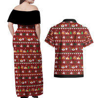 Funny Corgi Dog Couples Matching Off Shoulder Maxi Dress and Hawaiian Shirt Merry CORGMAS Christmas - Wonder Print Shop