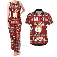 Funny Corgi Dog Couples Matching Tank Maxi Dress and Hawaiian Shirt Merry CORGMAS Christmas - Wonder Print Shop
