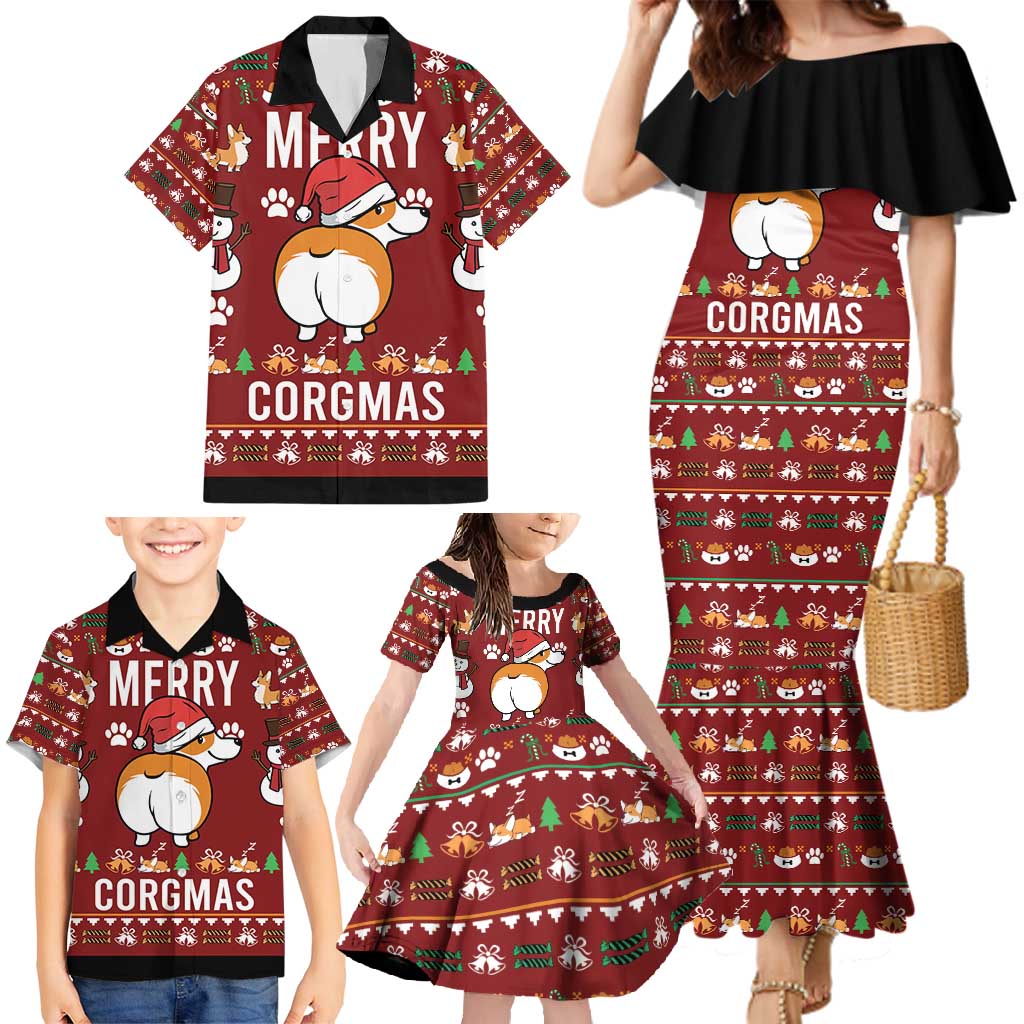 Funny Corgi Dog Family Matching Mermaid Dress and Hawaiian Shirt Merry CORGMAS Christmas - Wonder Print Shop