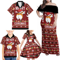 Funny Corgi Dog Family Matching Off Shoulder Maxi Dress and Hawaiian Shirt Merry CORGMAS Christmas - Wonder Print Shop