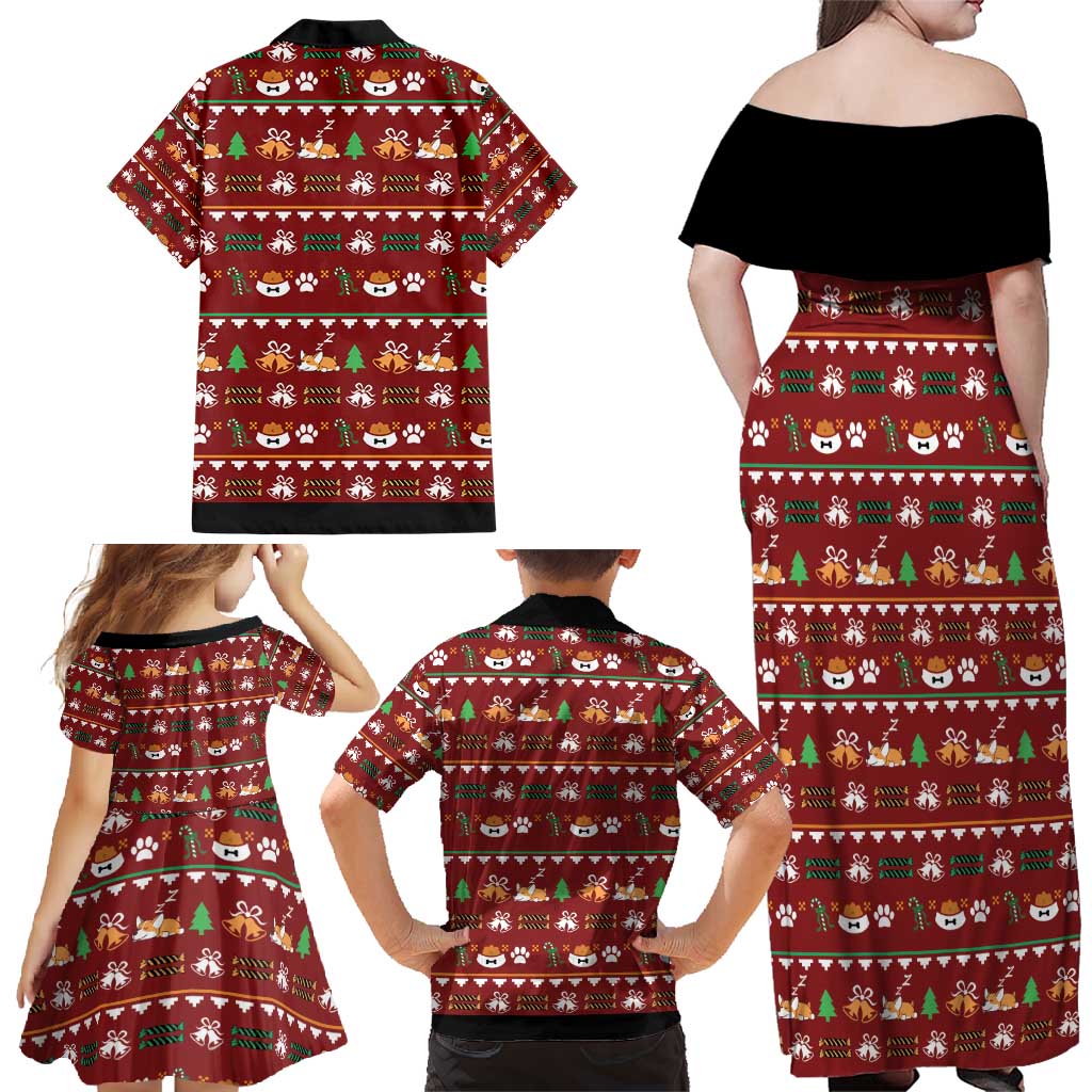 Funny Corgi Dog Family Matching Off Shoulder Maxi Dress and Hawaiian Shirt Merry CORGMAS Christmas - Wonder Print Shop