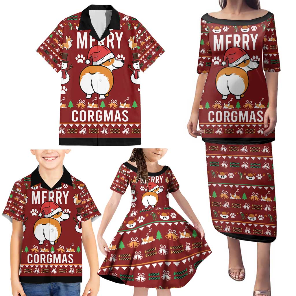 Funny Corgi Dog Family Matching Puletasi and Hawaiian Shirt Merry CORGMAS Christmas - Wonder Print Shop