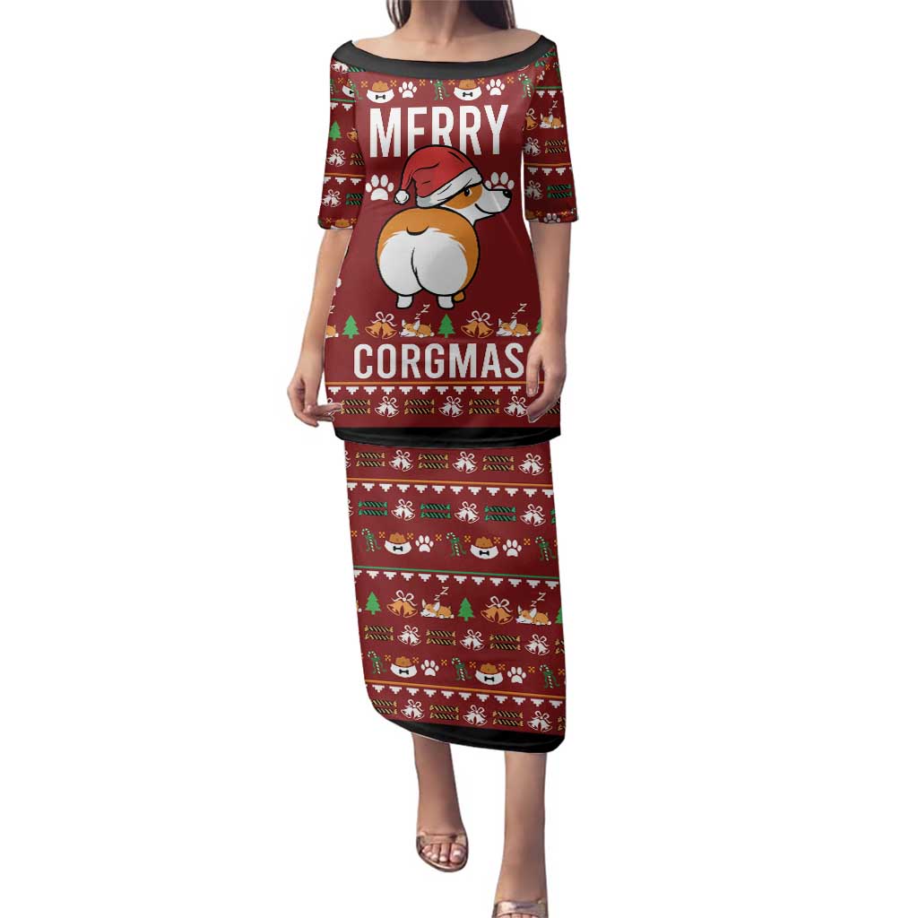 Funny Corgi Dog Family Matching Puletasi and Hawaiian Shirt Merry CORGMAS Christmas - Wonder Print Shop