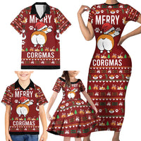 Funny Corgi Dog Family Matching Short Sleeve Bodycon Dress and Hawaiian Shirt Merry CORGMAS Christmas - Wonder Print Shop