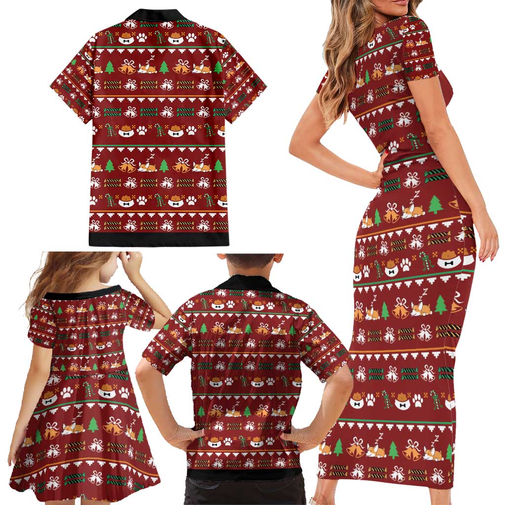Funny Corgi Dog Family Matching Short Sleeve Bodycon Dress and Hawaiian Shirt Merry CORGMAS Christmas - Wonder Print Shop