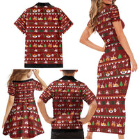 Funny Corgi Dog Family Matching Short Sleeve Bodycon Dress and Hawaiian Shirt Merry CORGMAS Christmas - Wonder Print Shop