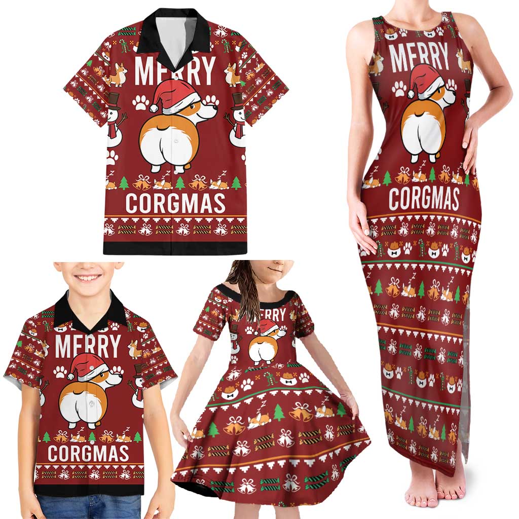 Funny Corgi Dog Family Matching Tank Maxi Dress and Hawaiian Shirt Merry CORGMAS Christmas - Wonder Print Shop