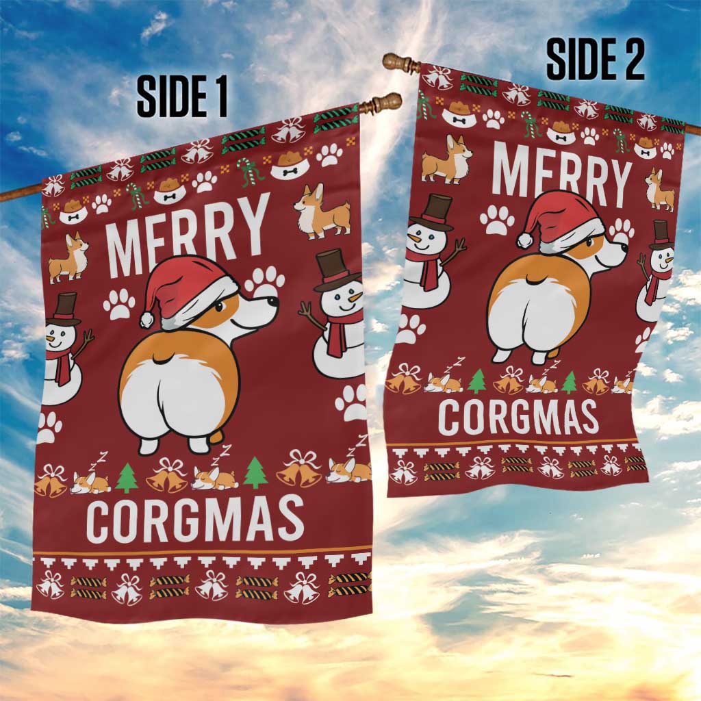 Funny Corgi Dog Garden Flag Merry CORGMAS Christmas - Wonder Print Shop