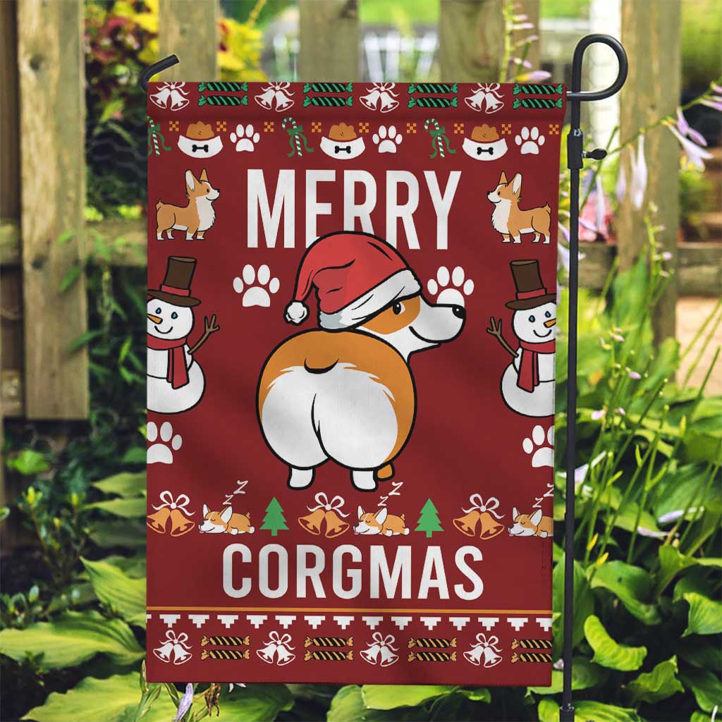Funny Corgi Dog Garden Flag Merry CORGMAS Christmas - Wonder Print Shop