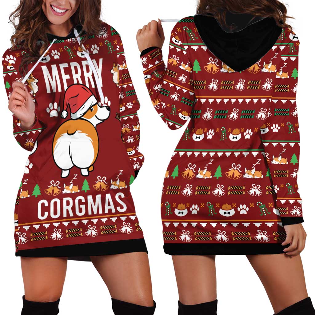 Funny Corgi Dog Hoodie Dress Merry CORGMAS Christmas - Wonder Print Shop