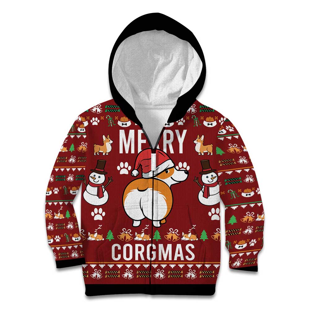 Funny Corgi Dog Kid Hoodie Merry CORGMAS Christmas - Wonder Print Shop