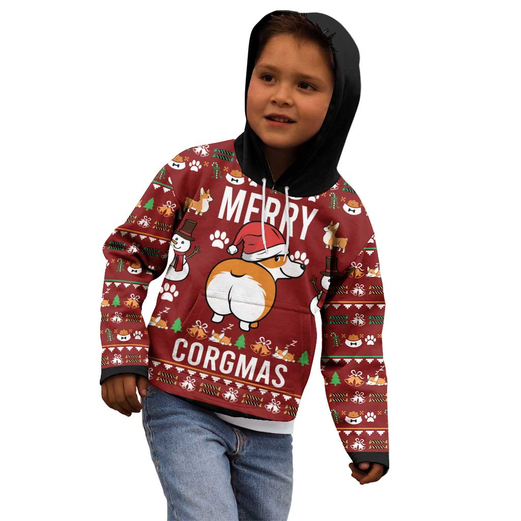 Funny Corgi Dog Kid Hoodie Merry CORGMAS Christmas - Wonder Print Shop
