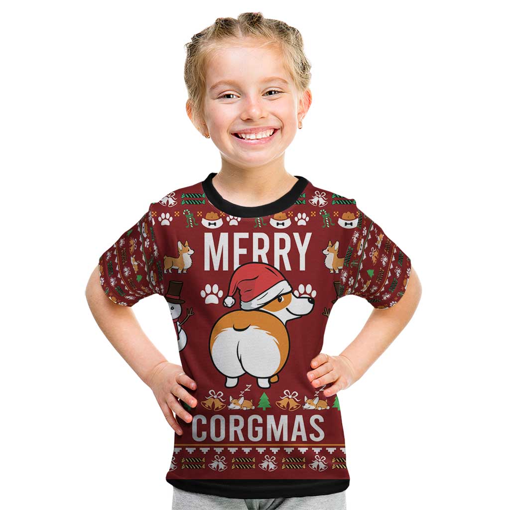 Funny Corgi Dog Kid T Shirt Merry CORGMAS Christmas - Wonder Print Shop