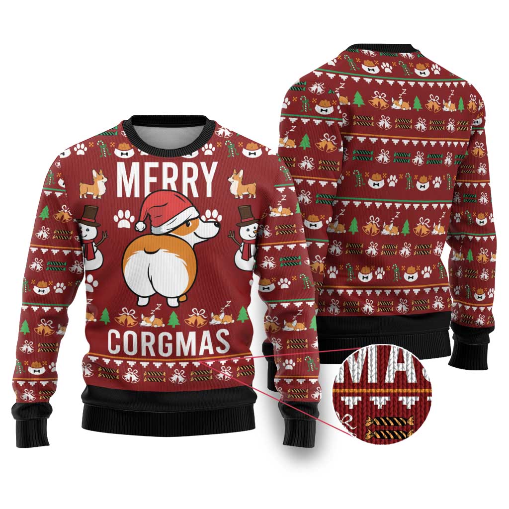 Funny Corgi Dog Ugly Christmas Sweater Merry CORGMAS Christmas - Wonder Print Shop
