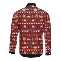 Funny Corgi Dog Long Sleeve Button Shirt Merry CORGMAS Christmas - Wonder Print Shop
