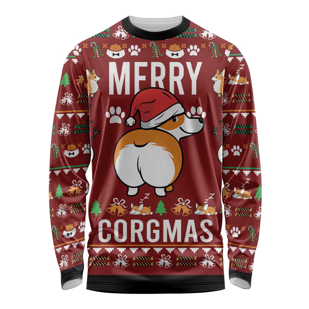 Funny Corgi Dog Long Sleeve Shirt Merry CORGMAS Christmas - Wonder Print Shop