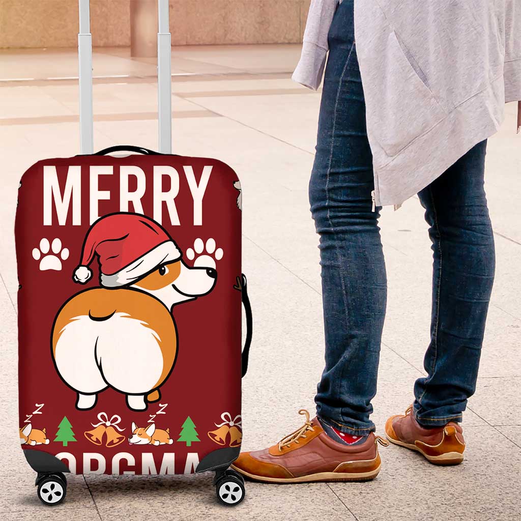 Funny Corgi Dog Luggage Cover Merry CORGMAS Christmas - Wonder Print Shop